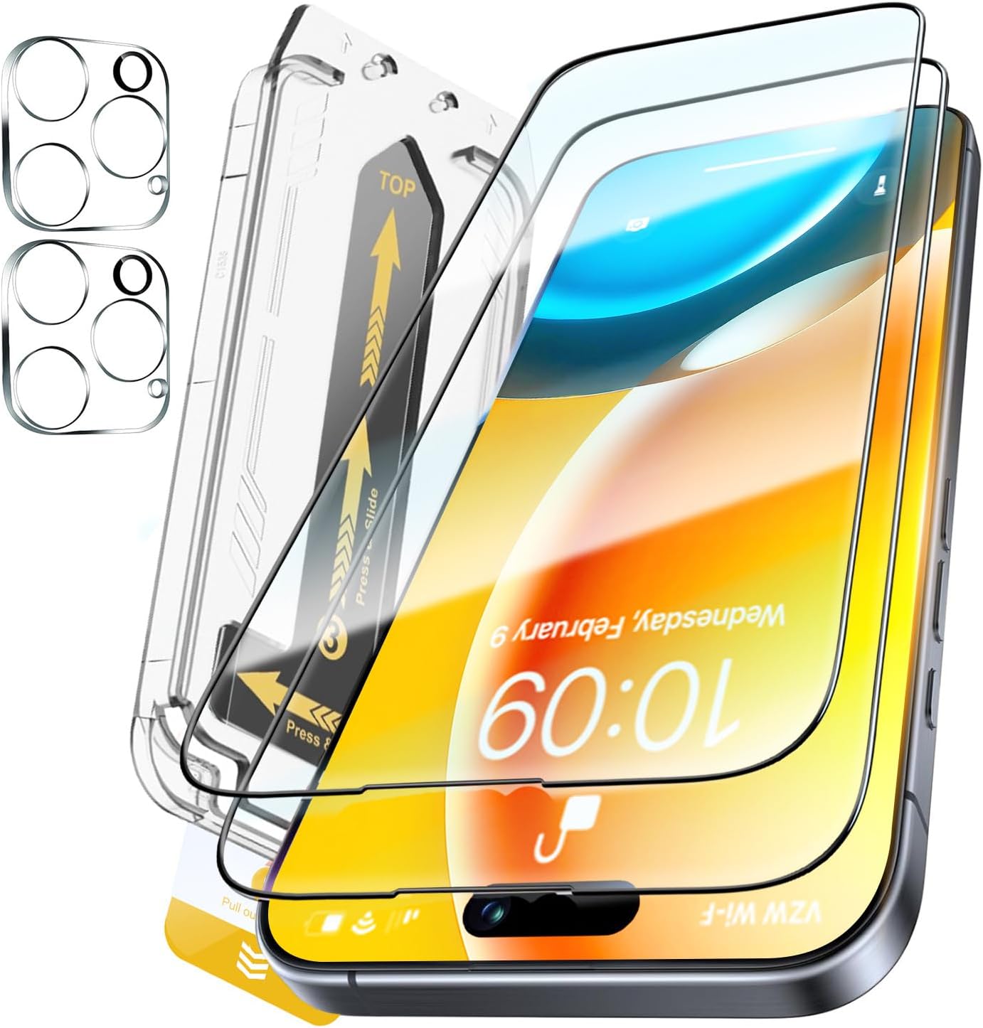 iPhone 15 Pro Max Glass Protector 2-Pack ā 9H Shatterproof, Full Coverage, Anti-Scratch/Fingerprint