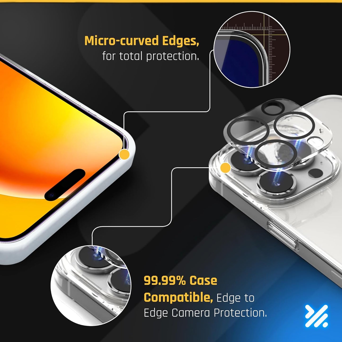 iPhone 15 Pro Max Glass Protector 2-Pack ā 9H Shatterproof, Full Coverage, Anti-Scratch/Fingerprint