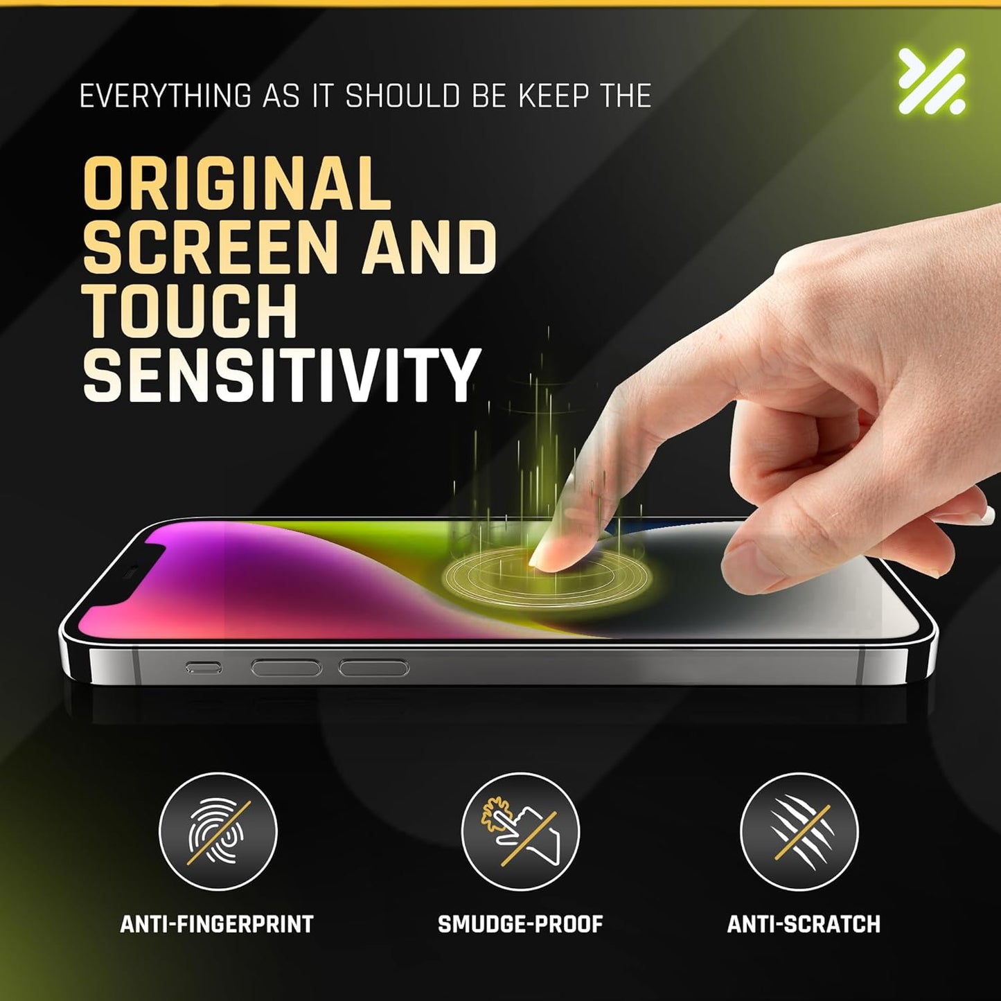 iPhone 13 Pro Max/14 Plus Glass Protector 2-Pack β 9H Shatterproof, Full Coverage, Case-Friendly