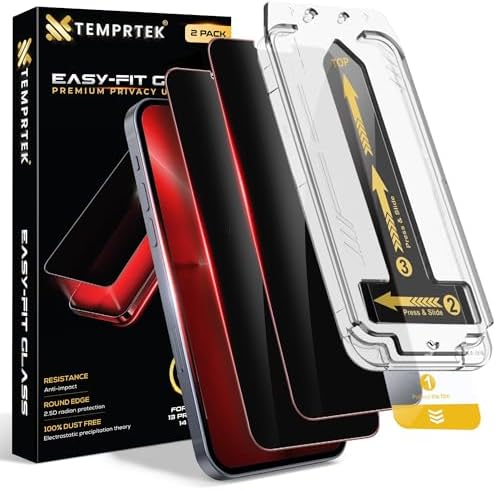 iPhone 13 Pro Max/14 Plus Privacy Glass 2-Pack β 9H, Anti-Spy, Shatterproof, Full Coverage