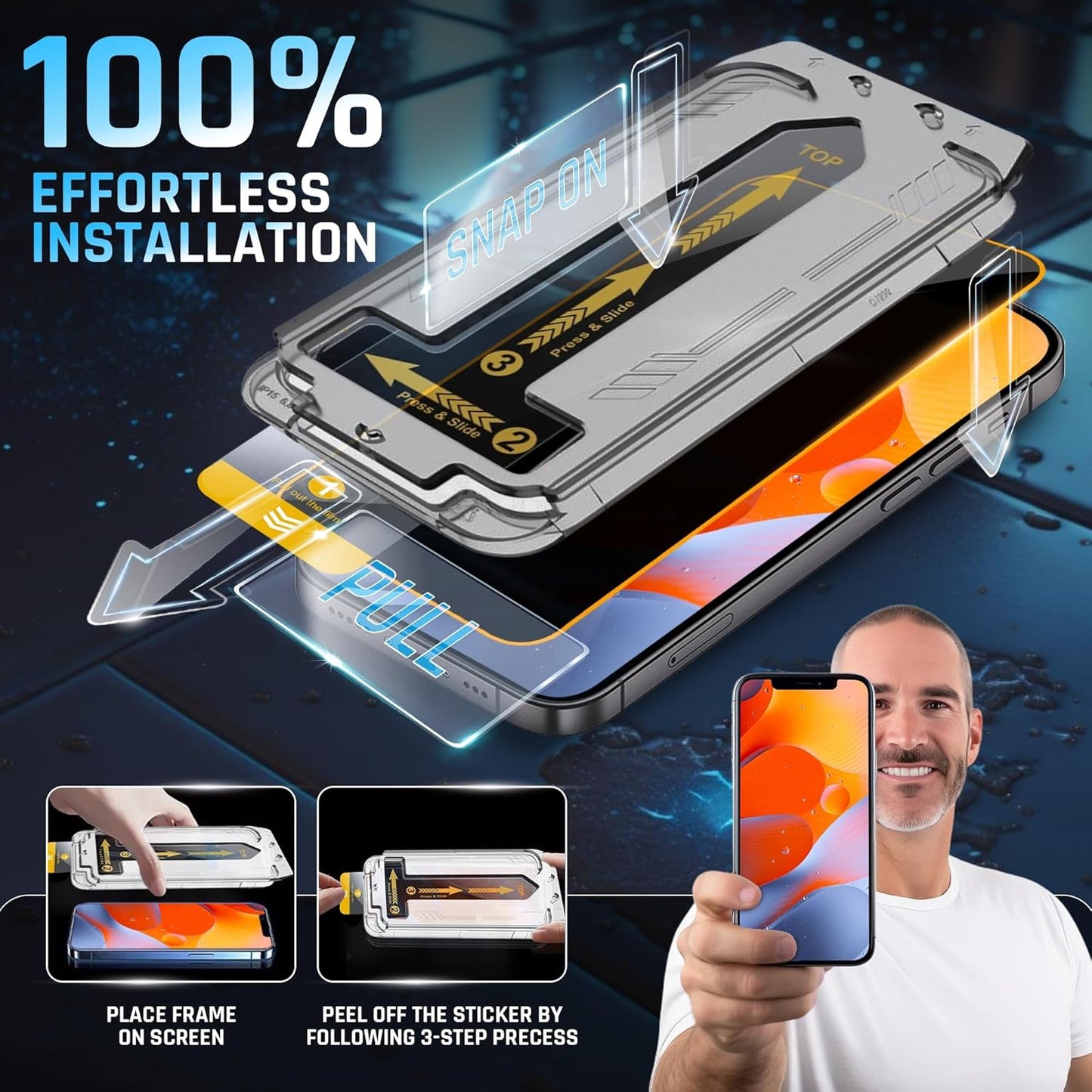 iPhone 13 Pro Max/14 Plus Privacy Glass 2-Pack – 9H, Anti-Spy, Shatterproof, Full Coverage
