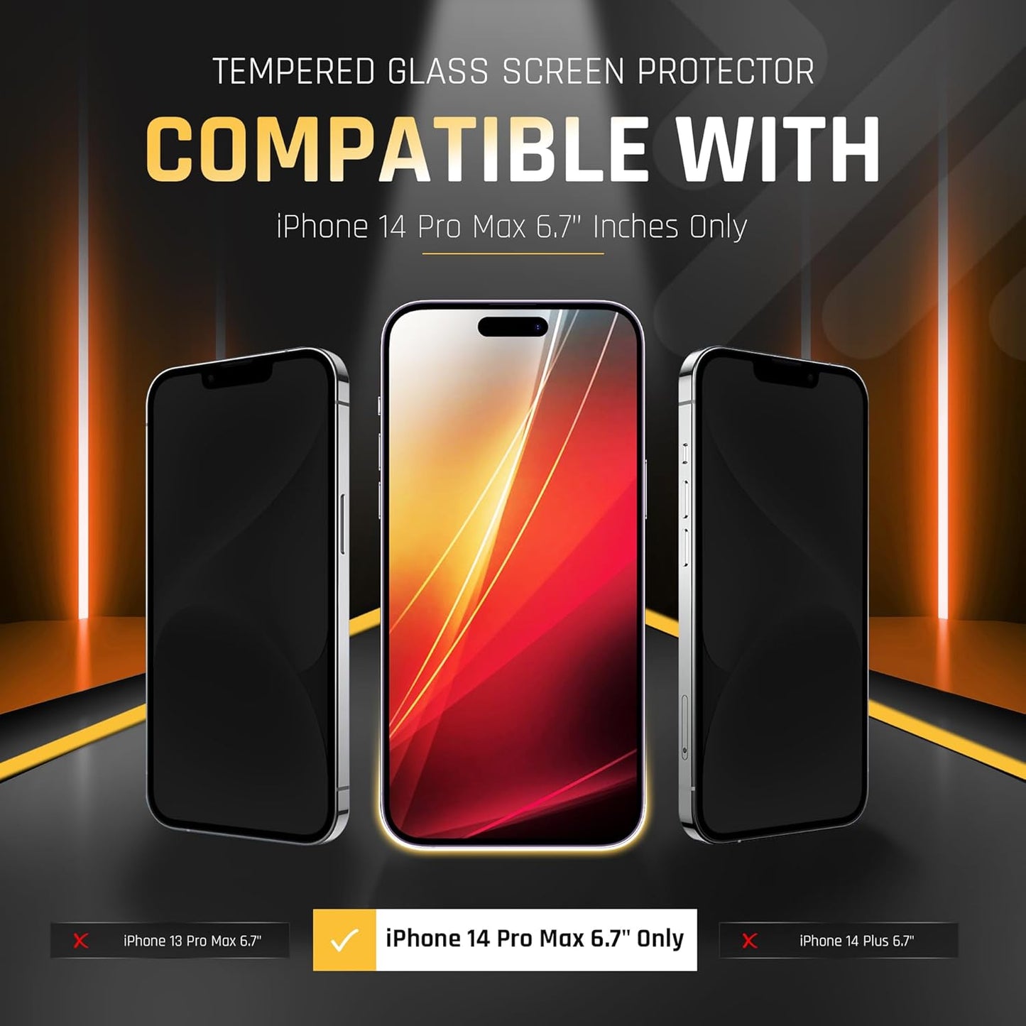 iPhone 14 Pro Max 3+3 Pack – Screen & Camera Protectors, 9H Tempered Glass, Full Coverage, Case-Friendly
