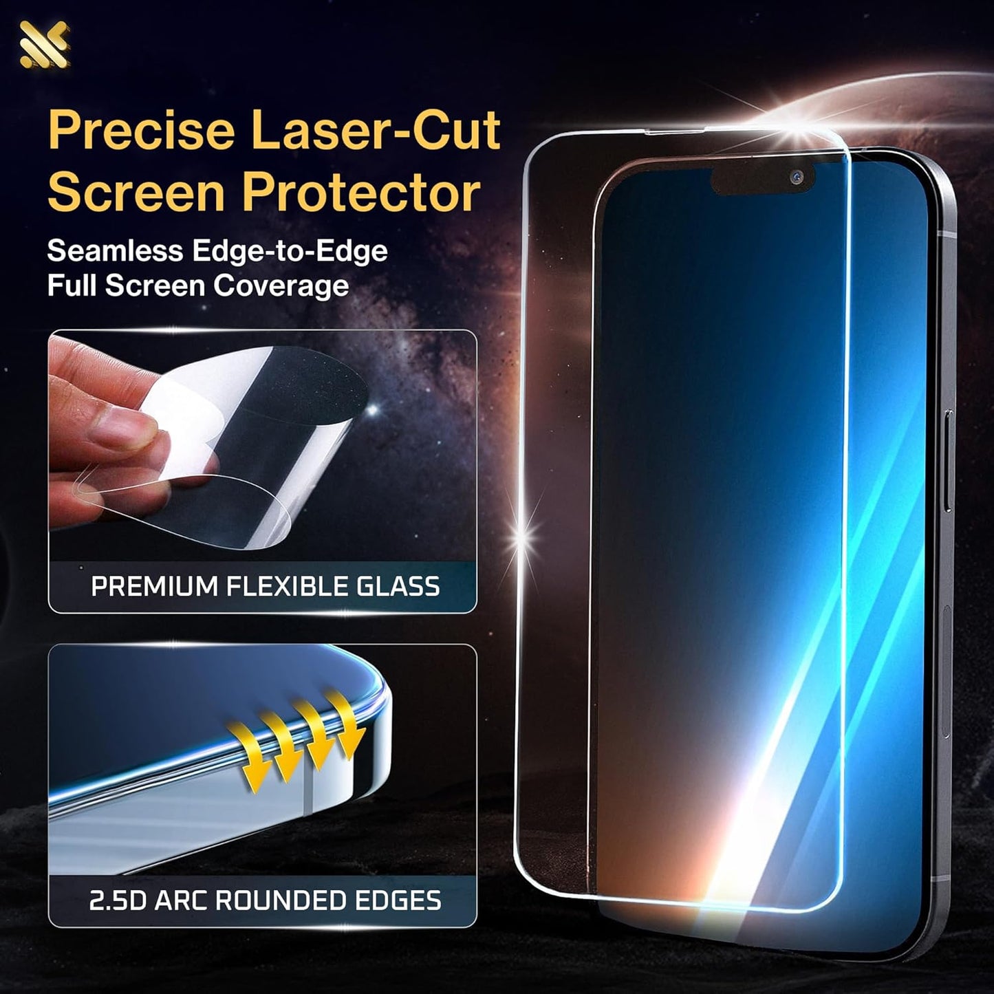 iPhone 17 Pro Max Screen Protector Fits iPhone 16 Pro Max  2-Pack 9H Military Grade Scratch Fingerprint Resistance