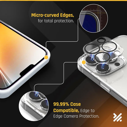 iPhone 14 Pro Max 3+3 Pack – Screen & Camera Protectors, 9H Tempered Glass, Full Coverage, Case-Friendly