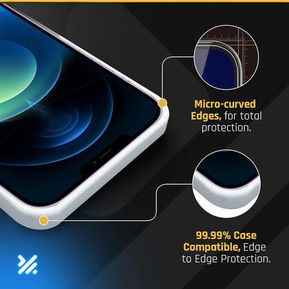 iPhone 16e/13/13 Pro/14 Glass Protector 2-Pack – 9H Shatterproof, Full Coverage, Case-Friendly