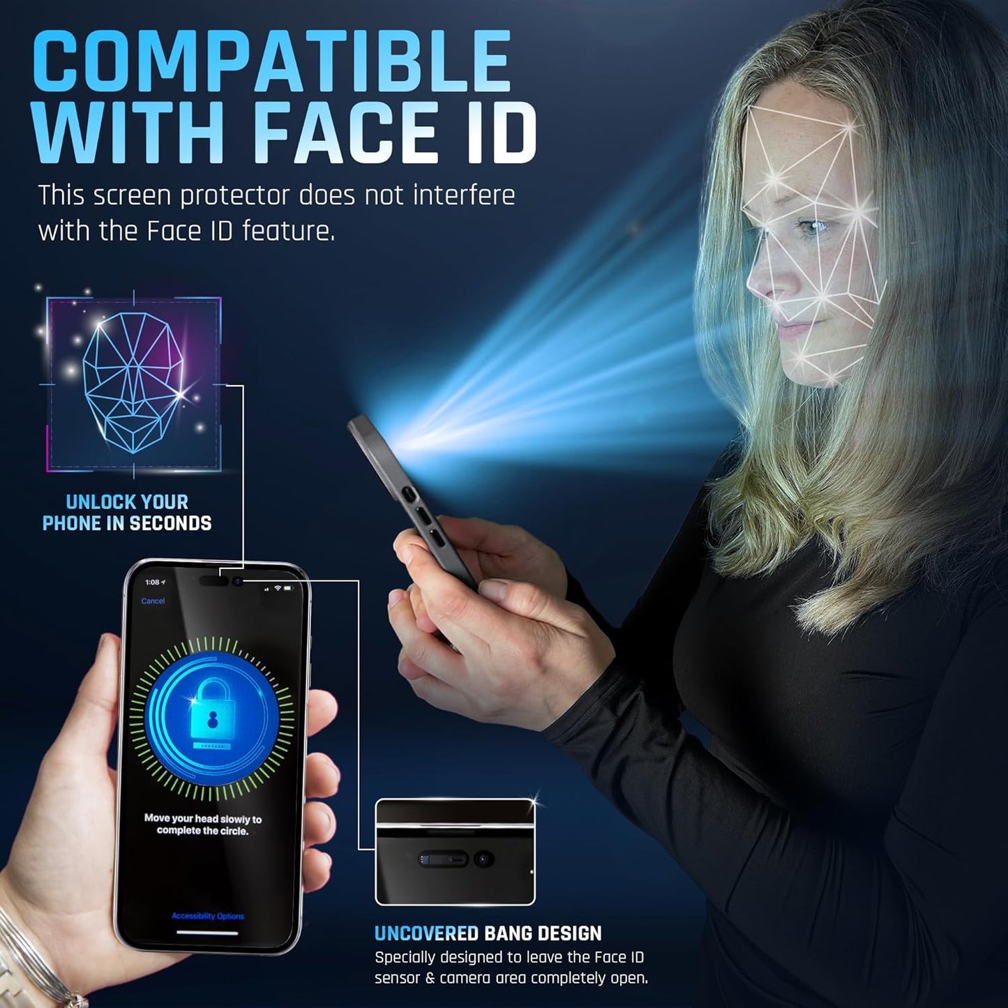 iPhone 13 Pro Max/14 Plus Privacy Glass 2-Pack – 9H, Anti-Spy, Shatterproof, Full Coverage