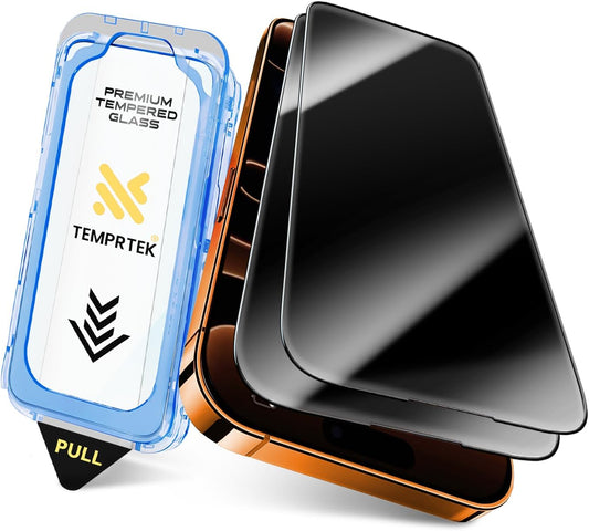 TEMPRTEK+ 2-Pack iPhone 17 Pro Max Screen Protector Fits iPhone 16 Pro Max Screen Protector Privacy - 9H Military Grade Scratch Fingerprint Resistance, Anti-Glare Shatterproof Tempered Glass, Anti-Spy