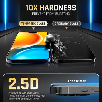 iPhone 15 Pro Max Glass Protector 2-Pack – 9H Shatterproof, Full Coverage, Anti-Scratch/Fingerprint