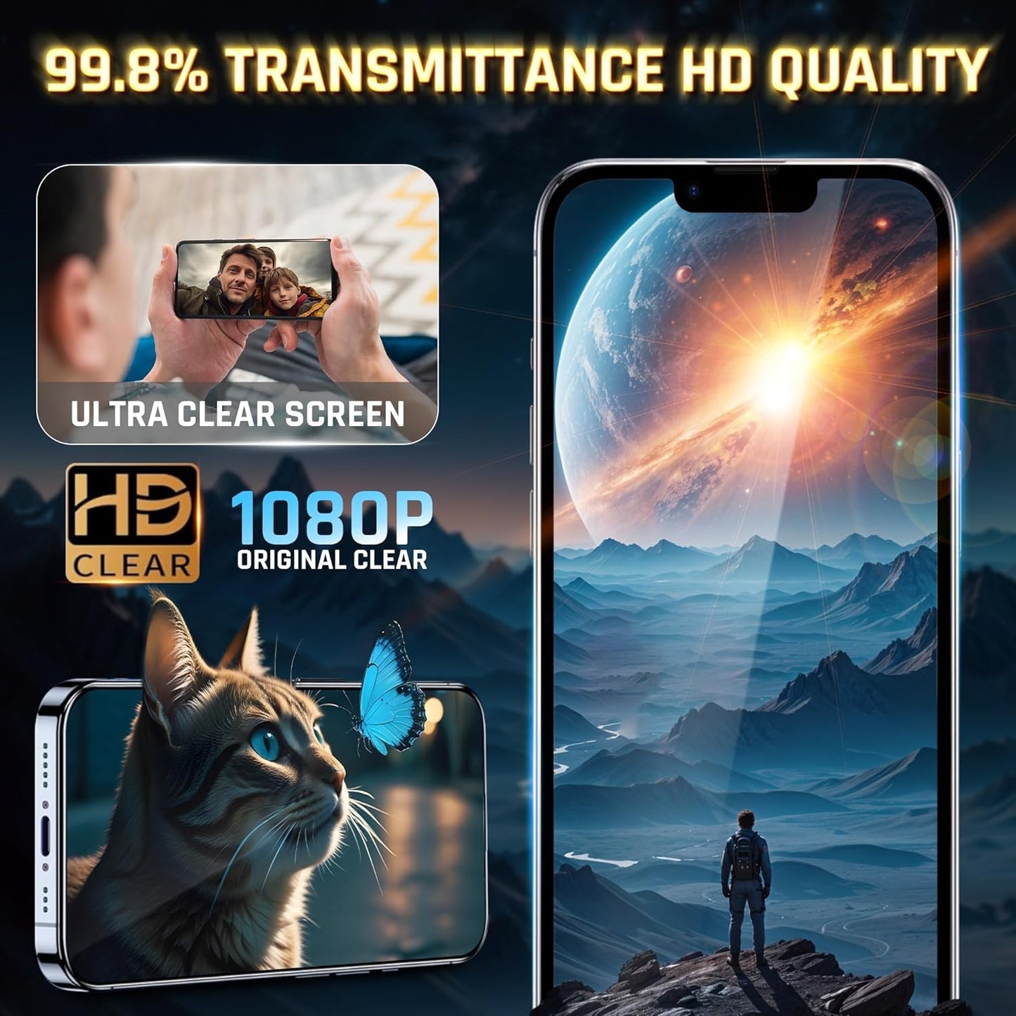 iPhone 13 Pro Max/14 Plus Privacy Glass 2-Pack – 9H, Anti-Spy, Shatterproof, Full Coverage
