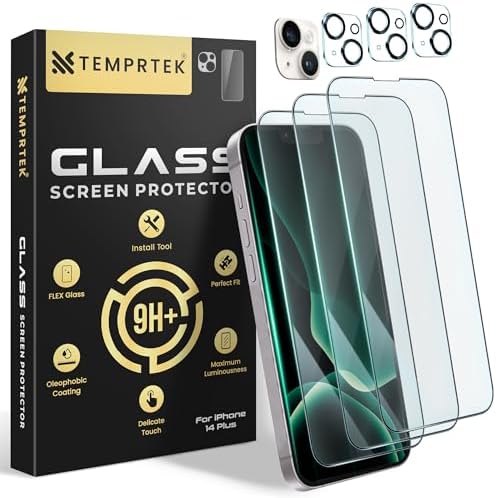 iPhone 14 Plus 6.7 Inch Screen Protector/Camera Lens 3+3 Pack